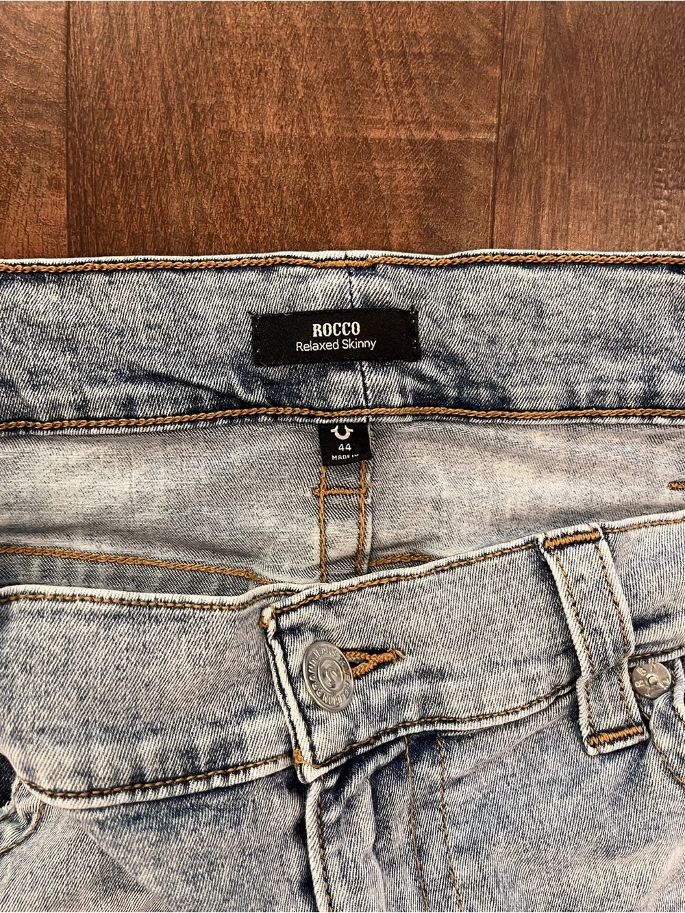 True Religion Jeans Mens 44 World Tour Rocco Relaxed Skinny Stretch Denim Blue